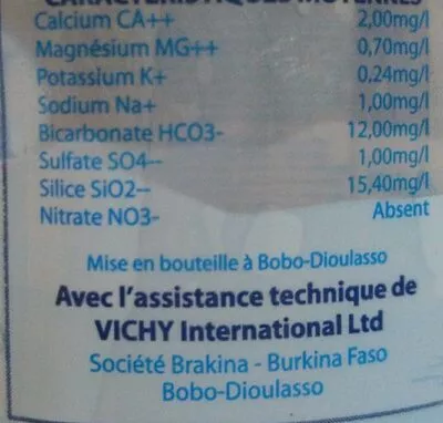 List of product ingredients Eau minérale LAFI Lafi 1,5 L