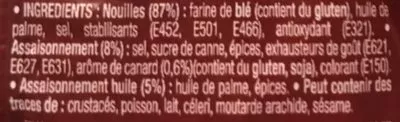 Lista de ingredientes del producto Nouilles instantanées saveur canard Mamee 