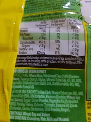 List of product ingredients Noodles  