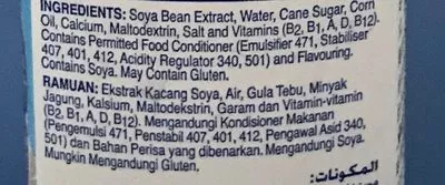 Lista de ingredientes del producto Soya milk Soyfresh 1 L
