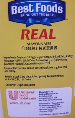 Liste des ingrédients du produit Real Mayonnaise Best Foods 3lit/tub