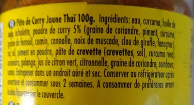 Liste des ingrédients du produit Pate de curry jaune thai Ayam 100gr