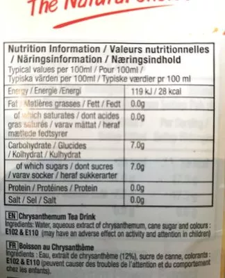 List of product ingredients Boisson Thé Chrysanthème 1L Yeo’s 