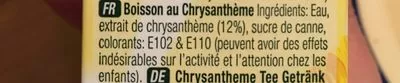 Lista de ingredientes del producto Chrysanthemum Tea Yeo's 250 ml
