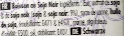 Lista de ingredientes del producto Lait Soja Noir 1L Yeo's 1 L e