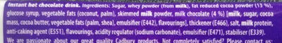 Liste des ingrédients du produit Instant Hot Chocolate Cadbury 28 g