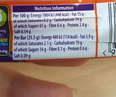 Lista de ingredientes del producto Cadbury chocolate bar fudge Cadbury 25.5 g