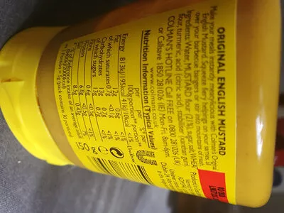 Lista de ingredientes del producto Colman's Original English Squeezy Mustard Unilever, Colman's 150g