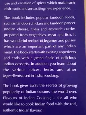 Lista de ingredientes del producto Indian cooking  
