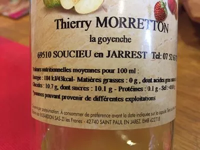 Liste des ingrédients du produit Pur jus de pomme Thierry Morretton 