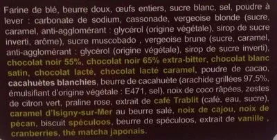 List of product ingredients Coffret de 10 Mini Cookies Pierre & Tim Cookies, Pierre & Tim 115 g