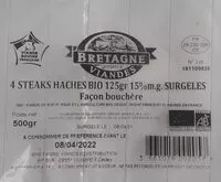 Steacks hachés bio 125gr 15 % m.g. surgelés , Ean 3661019002057