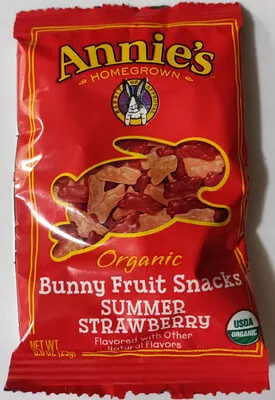 Annie's organic bunny fruit snacks summer strawberry pouches Annie's Homegrown 23 g, code 0013562011070