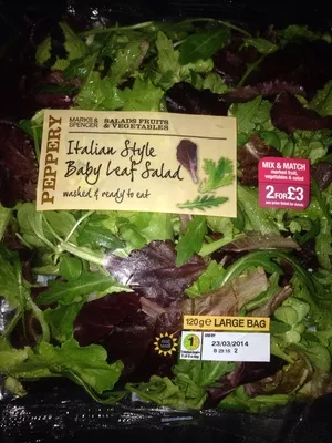 Italian style babyleaf salad Marks & Spencer 120 g, code 00169042