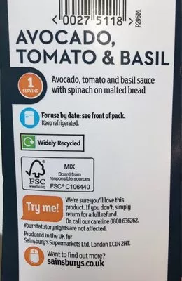 Avocado Tomato Basil Sainsbury's , code 00275118
