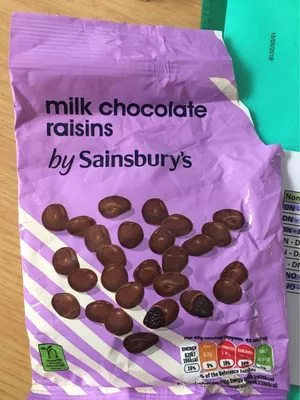 Milk chocolate raisins By Sainsbury's , code 00275231