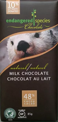 48% cocoa smooth + creamy milk chocolate endangered species chocolate 85 g, code 0037014242317