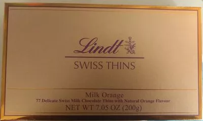 Swiss thins - Milk Orange Lindt 200 g, code 0037466081342