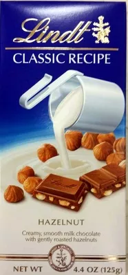 Hazelnut classic recipe milk chocolate Lindt 4.4 OZ (125g), code 0037466083247
