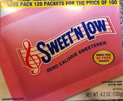 Zero calorie sweetener Sweet'n Low,  Cumberland Packing Corp. Net Wt. 4.2 oz. (120g), code 0044800011026