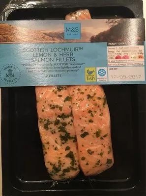 2 Scottish Lochmuir Lemon & Herbs Salmon Fillets Marks & Spencer 180 g e, code 00464789