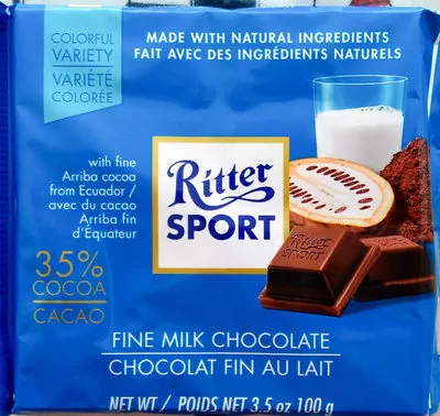 Ritter sport, fine milk chocolate Ritter Sport 100 g, code 0050255021008