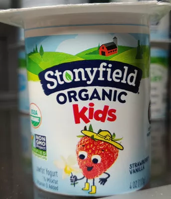 Kids 6 pk yogurt Stonyfield organic 4 ounces, code 0052159090043