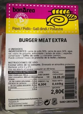 Burger meat extra Bonarea , code 00548012800320002805