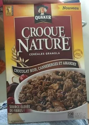 Croque Nature chocolat noir, canneberges et amendes Quaker, PepsiCo 550 g, code 0055577105450
