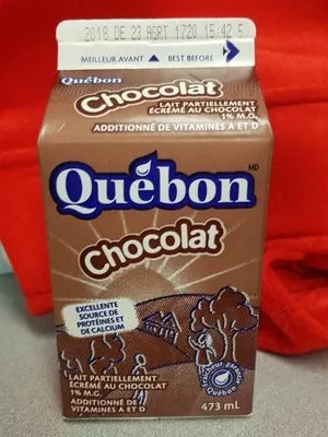 Lait partiellement écrémé au chocolat Québon 473 ml, code 0055872183016