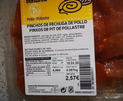 Pinchos de pechuga de pollo Bonarea , code 00586510004920002572