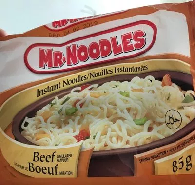 Nouilles instantanées gout boeuf Mr noodle 86g, code 0059491000358