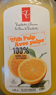With pulp orange juice not from concentrate Le choix du Président 1.75l, code 0060383155766