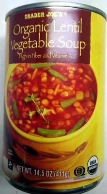 Organic lentil vegetable soup Trader Joe's 14.5 OZ (411g), code 00633109