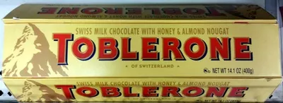 Toblerone, swiss milk chocolate, honey & almond nougat Toblerone 14.1 OZ (400g), code 0070221035020