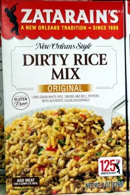 Dirty long grain white rice, onions, and bell peppers, with authentic cajun seasonings dinner mix, dirty rice Zatarain's , code 0071429095359