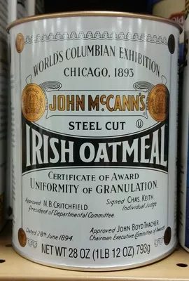 John mccann's, steel cut irish oatmeal John McCann's 28 oz, code 0072463000200