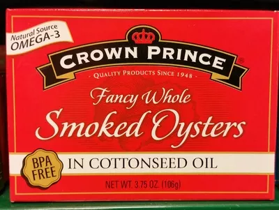 Smoked oysters in cottonseed oil Crown Prince 106 g, code 0073230000515