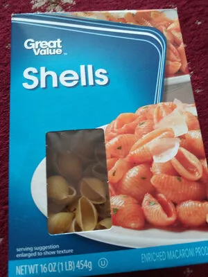 Shells, enriched macaroni product Great Value 16oz, 1lb, 454g, code 0078742230528