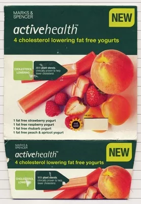 4 cholesterol lowering fat free yogurts Marks & Spencer, Marks & Spencer ActiveHealth 500g ( 4x125g ), code 00868860