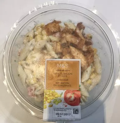 Salade de pâtes Poulet, Bacon et Maïs M&S , code 00901024