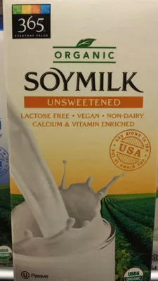 Unsweetened soy milk 365, 365 Everyday Value, Whole Foods Market  Inc. 8 servings, code 0099482417031