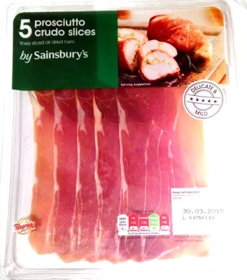 5 prosciutto crudo slices by sainsbury's 70g, code 01095340