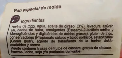 Pan de Molde Blanco Carrefour 820 g, code 01472165