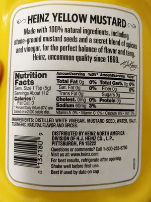 Yellow Mustard Heinz 20 oz, code 01521803