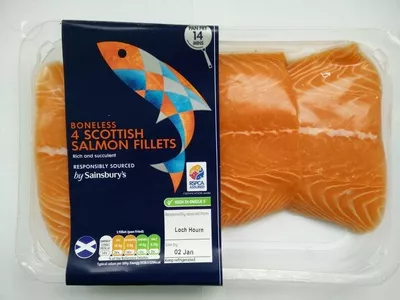 4 Boneless scottish salmon fillets Sainsbury's , code 01817676