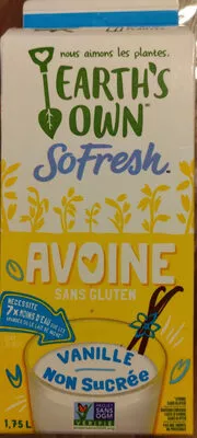 So Fresh AVOINE Vanille non sucrée Sans gluten Earth's own 1.75L, code 0626027811049