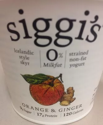 Orange & ginger icelandic style skyr strained non-fat yogurt, orange & ginger Siggi's Orange & Ginger 0% Milk-fat Icelandic Style Skyr,  Siggi's 5.3 oz. (150 g), code 0898248001022