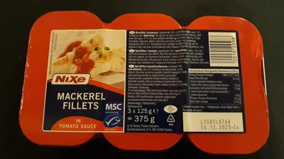 Mackerel Fillets in Tomato Sauce Nixe 3 x 125 g, code 20102098