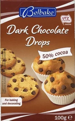 Dark Chocolate Drops Belbake 10 g, code 20431709